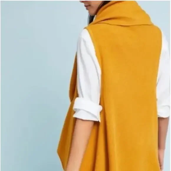 Anthropologie Moth Mustard Sleeveless Cardigan Vest - Picture 4 of 4